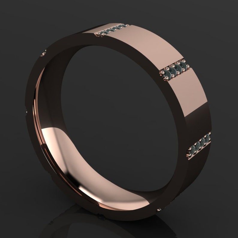 Black Moissanite Men's Wedding Band – 14k Solid Gold Ring - Axel - Etsy