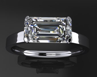 emerald cut moissanite engagement ring - ZAYA moissanite - penelope ring