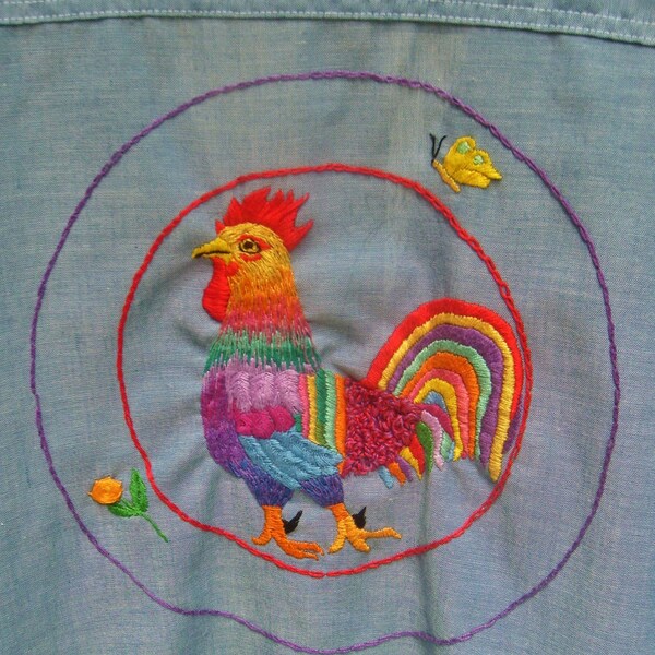 70s Big Mac chambray work shirt / 70s embroidered shirt / vintage denim shirt