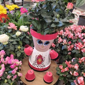 Cadeau original fait main - Personnage pot de fleurs