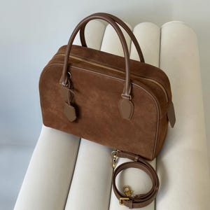 Suede Top Handle Bag, Women's Suede Shoulder Bag, Leather Tote Bags