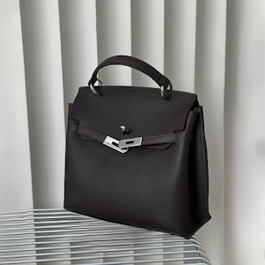 Damen Top Griff Tasche, Tragetaschen aus genarbtem Leder, Minimale Lederumhängetasche
