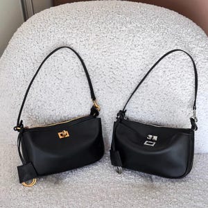 Schwarze Umhängetasche, Kleine Leder Handtaschen, Umhängetasche im Minimal Style