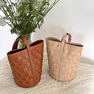 Leather Woven Tote Bags, Leather Woven Shoulder Bag, Women&#39;s Weaved Leather Bag