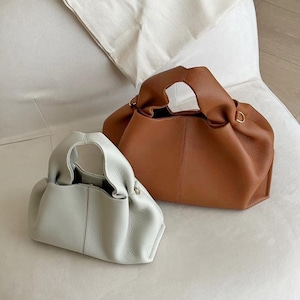 Genuine Leather Top Handle Bag, Full Grain Cow Leather Shoulder bag, Women's Trendy Shoulder Bag