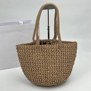 Borsa tote effetto rafia, borsa a tracolla intrecciata in viscosa, borsa a tracolla intrecciata in rafia artificiale, borsa da spiaggia estiva