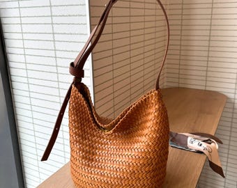 Leder gewebte Tragetaschen, gewebte Schultertasche, gewebte Ledertasche für Frauen