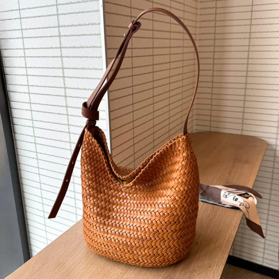 Leather Woven Tote Bags, Woven Shoulder Bag, Women's Weaved Leather Bag