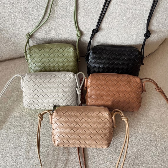 Leather Woven Bags, Woven Shoulder Bag, Women's Leather Sling Bag
