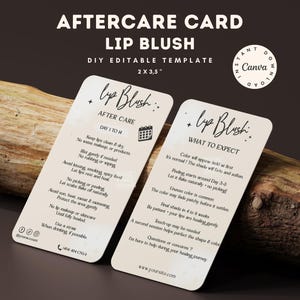 Carte After Care Lip Blush modifiable sur Canva – Template post-soins lèvres, design minimaliste, esthéticienne / beauté - NÜD