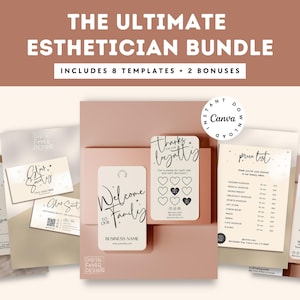 Esthetician Canva template skincare minimalist, appointment card, beauty price list flyer, spa business bundle - NÜD