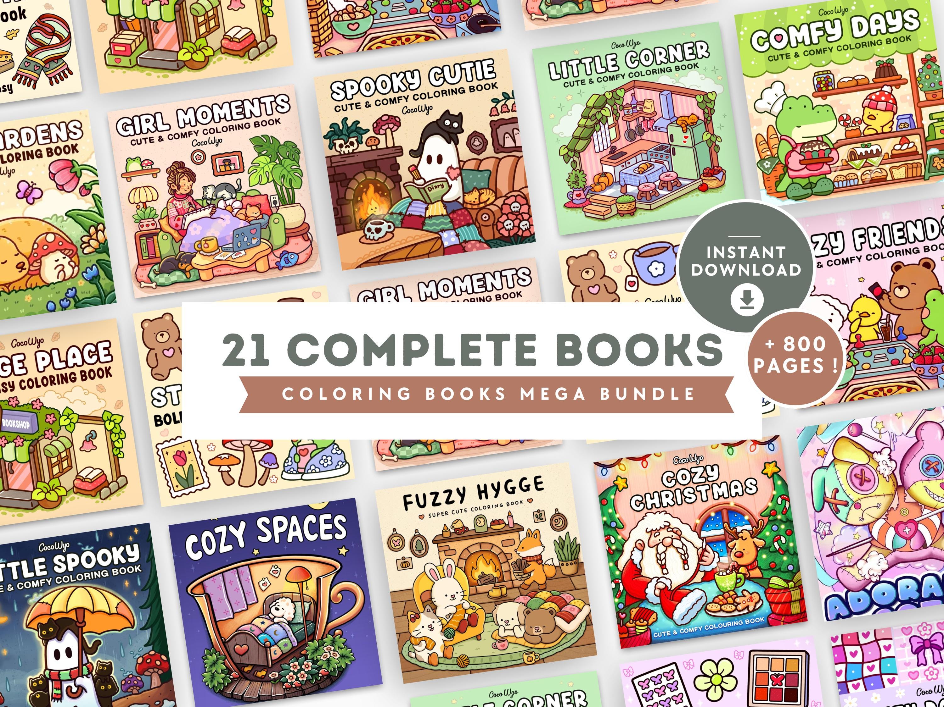 Pack de 21 libros de colorear digitales – más de 800 páginas imprimibles para adultos y niños | Antiestrés, atención plena, descarga instantánea