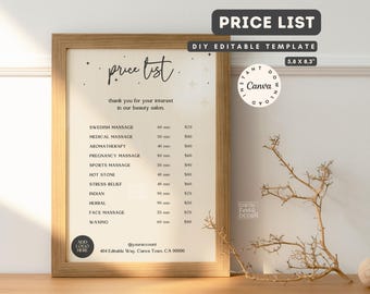 Price List Template, Editable Canva Flyer, Minimalist Beauty Services Menu, Esthetician Design – NÜD