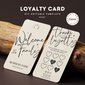 Instagram Template Carte de fidélité Beige et noire modifiable sur Canva, carte de fidélité professionnelle, marketing petite entreprise NUD