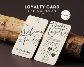 Beige Black Instagram Loyalty Card Hair Template for Canva, Et Cards, loyalty business cards, Editable Customer Punch Card for nail techs
