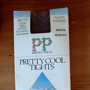 Vintage Pretty Polly Pretty Cool Open Gusset 18 Denier Tights
