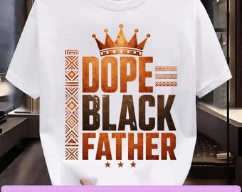 Coole zwarte vader, trots op Afro-Amerikaanse vader (PNG), ontwerp voor een shirt voor Vaderdag, cadeau-T-shirt voor een zwarte vader, afbeelding van een vader met een donkere huidskleur (downloadbaar)