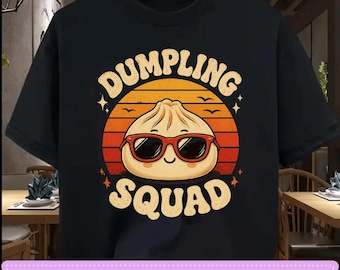 Dumpling Squad PNG Shirt Design, Vintage Soup Dumplings Funny Asian Food , Asian Cuisine Graphic T-Shirt PNG, Foodie Gift Instant Download,