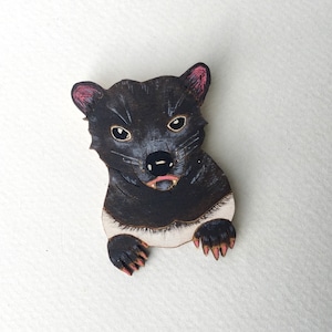 Tasmanian Devil Jewellery Australian Animal Pin Forest Tassie Devil Brooch Painted