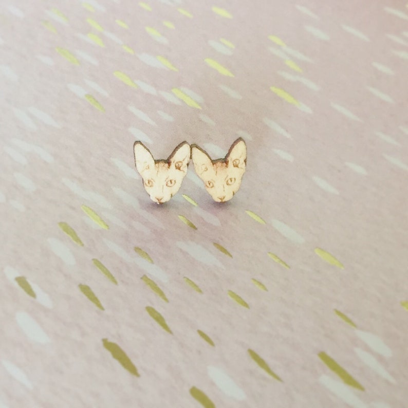Cat Earrings Sphynx Earrings Cat Jewellery image 3