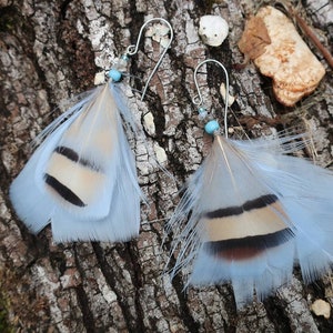 Soft Baby Blue Feather Earrings Boho Earrings Natural Earrings Cruelty Free image 2