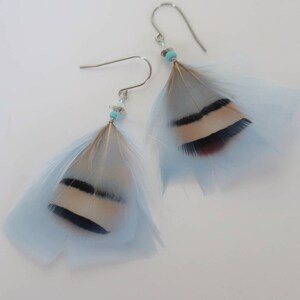 Soft Baby Blue Feather Earrings Boho Earrings Natural Earrings Cruelty Free image 5