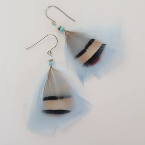 Soft Baby Blue Feather Earrings Boho Earrings Natural Earrings Cruelty Free image 4