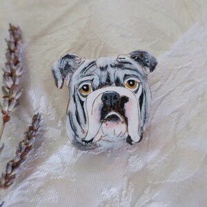 British Bulldog Jewellery Bulldog Brooch Original Wearable Art Dog Pin image 4