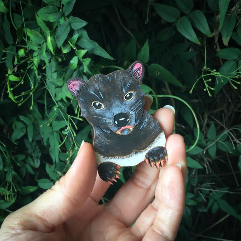 Tasmanian Devil Jewellery Australian Animal Pin Forest Tassie Devil Brooch image 3