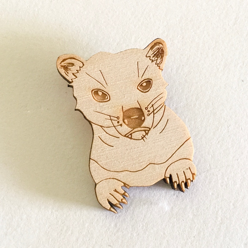 Tasmanian Devil Jewellery Australian Animal Pin Forest Tassie Devil Brooch Natural wood