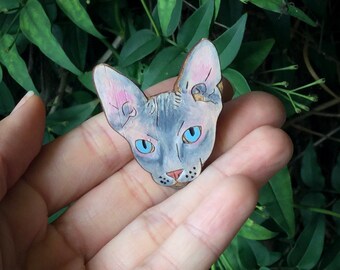 Hairless Cat Brooch Sphynx Cat Animal Art Cat Jewellery