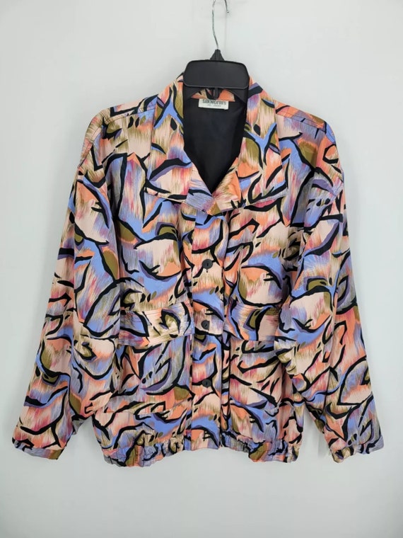 Silkworms Vintage 80s Jacket Womens M L All Over P