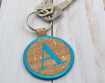 Cork Key Chain with Initial