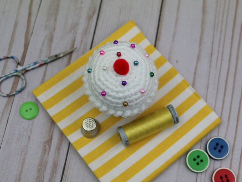 Crocheted Cupcake Pincushion Vanilla, Chocolate or strawberry image 6