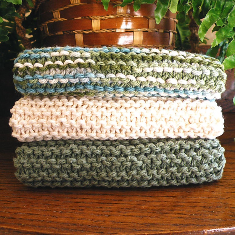 Hand Knitted Cotton Dishcloths, Cotton Washcloths, Dish Cloths, Wash Cloths, Dish Rags Sea Blends image 7