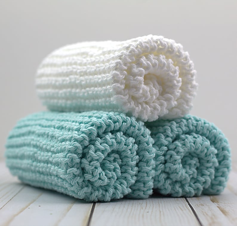 Hand Knitted Dishcloths Cotton Washcloths Dish Cloths Wash Etsy