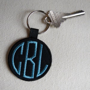 Monogram Key Chain, Monogram Keychain, Black Key Chain, Key Fob image 1