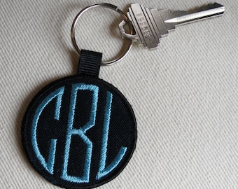 Monogram Key Chain, Monogram Keychain, Black Key Chain, Key Fob