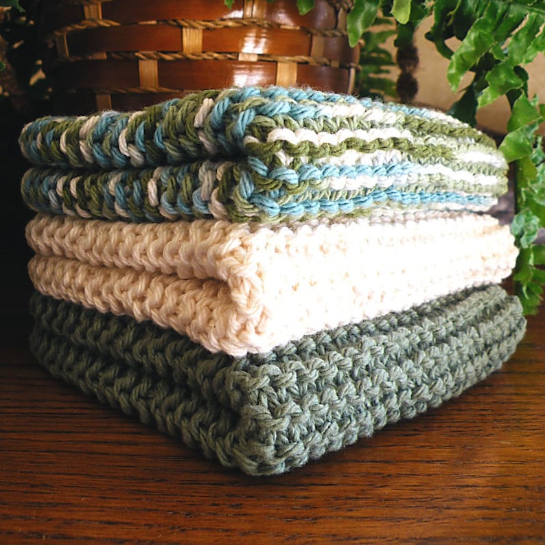 Hand Knitted Cotton Dishcloths, Cotton Washcloths, Dish Cloths, Wash Cloths, Dish Rags Sea Blends image 8