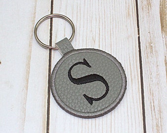 Gray Faux Leather Key Chain