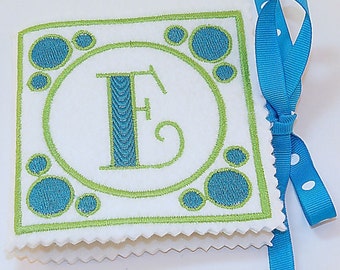 Monogrammed Needle book Lime Green and Aqua, Needle case