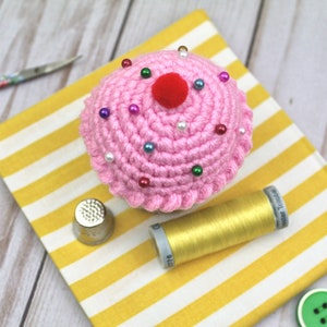 Crocheted Cupcake Pincushion Vanilla, Chocolate or strawberry image 5