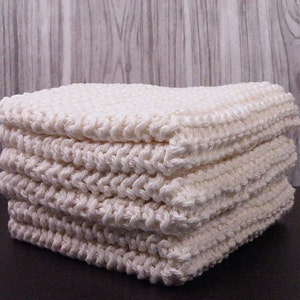 Hand Knitted Cotton Dishcloths, Washcloths, Dish Cloths, Wash Cloths, Handmade towels, Dish Rags Natural image 4