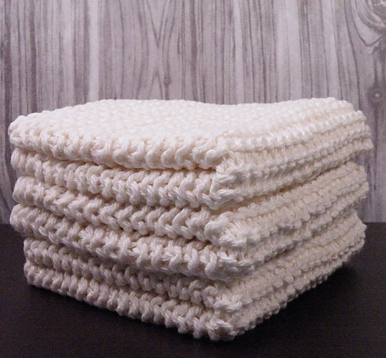 Hand Knitted Cotton Dishcloths, Washcloths, Dish Cloths, Wash Cloths, Handmade towels, Dish Rags Natural image 4