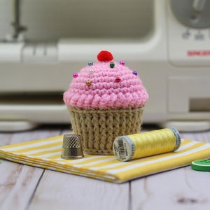 Crocheted Cupcake Pincushion Vanilla, Chocolate or strawberry image 2
