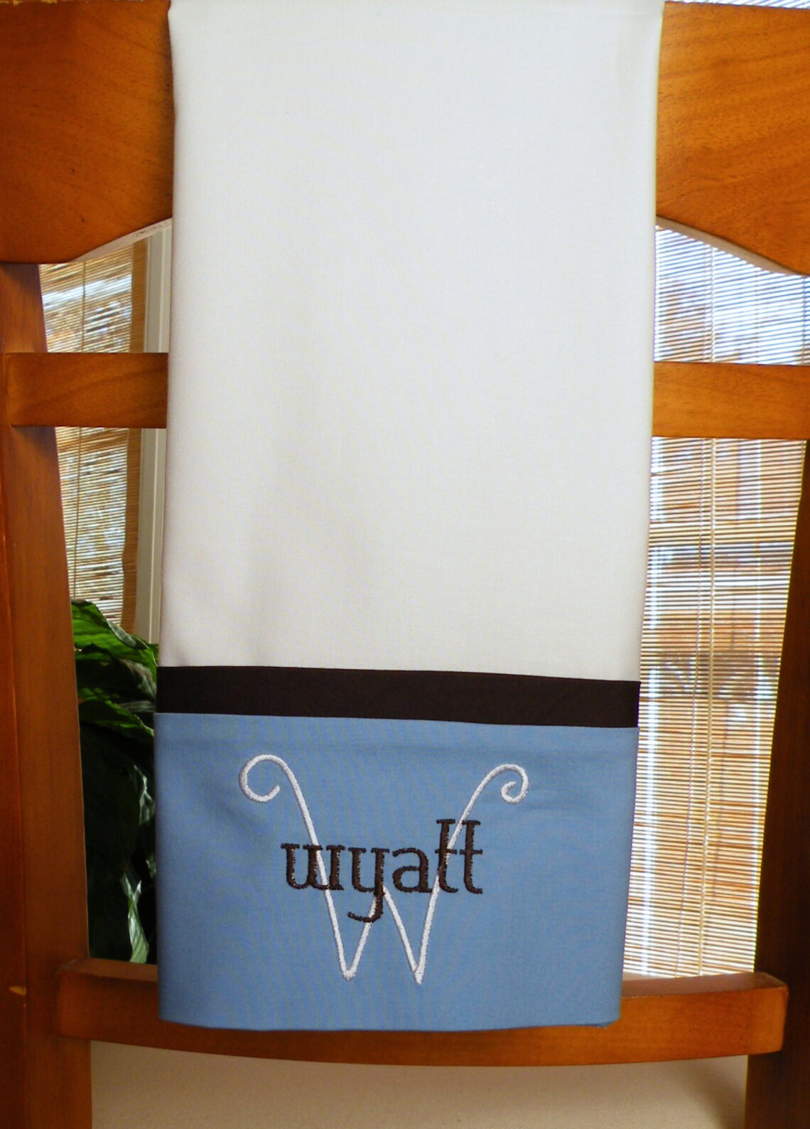 Personalized Pillowcase White Pillowcase Blue Pillowcase Etsy