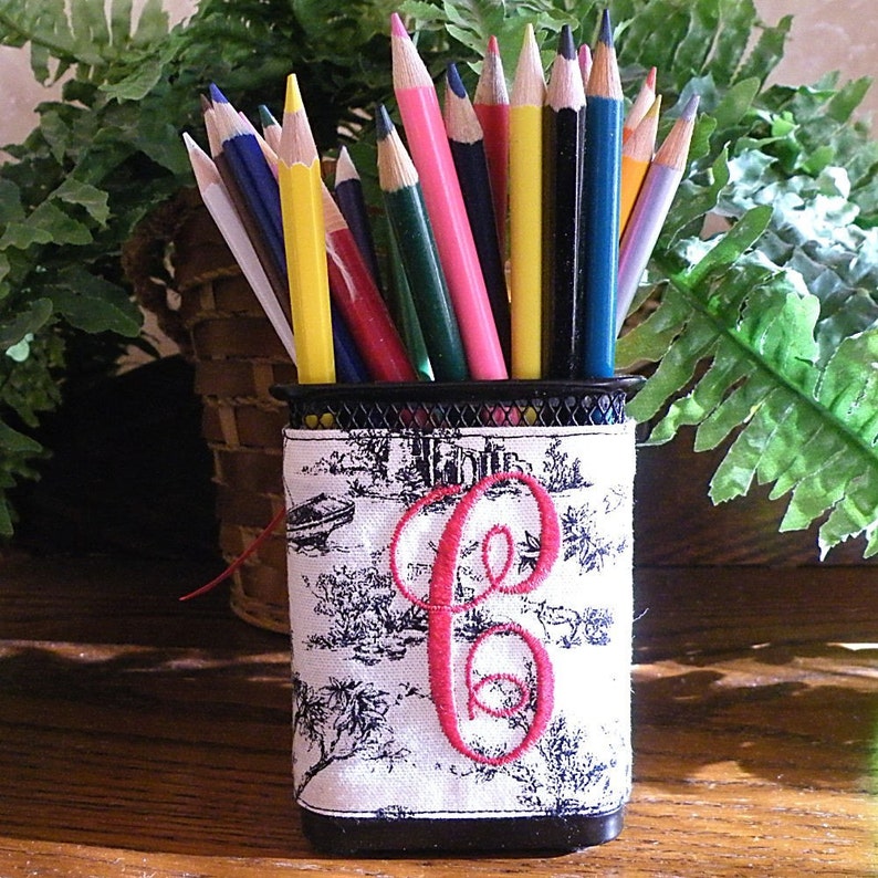 Monogrammed Pen Holder, Personalized Desk Accessory image 1