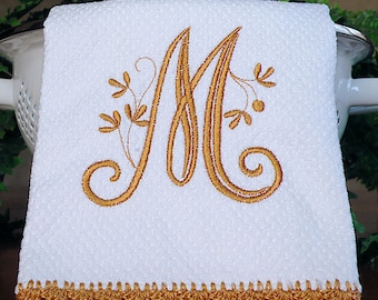 Tan Monogrammed Dish Towel