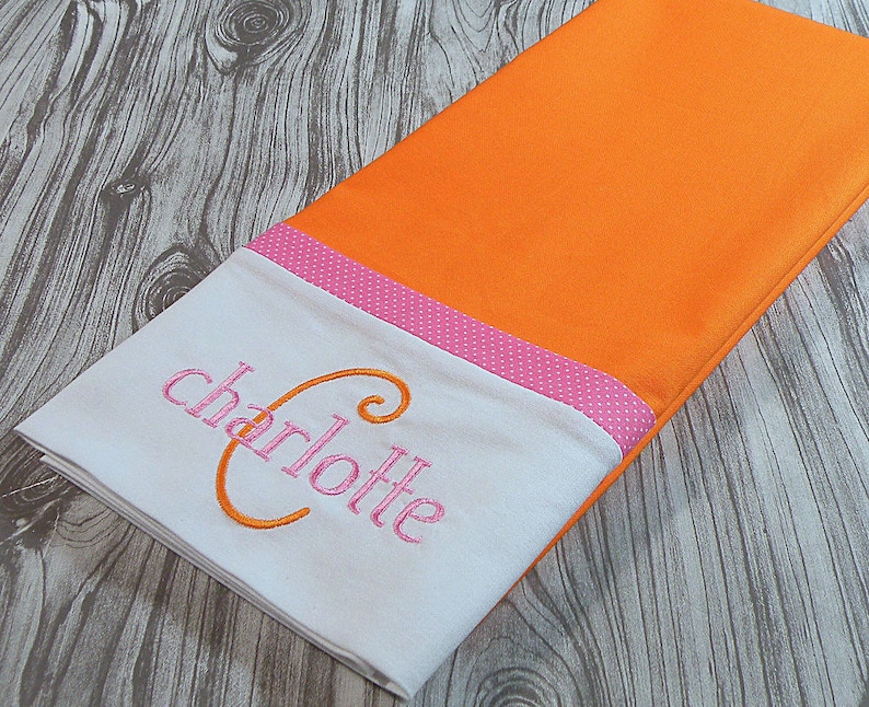 Orange Personalized Pillowcase Orange Monogrammed Pillowcase Etsy