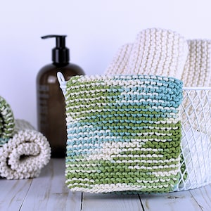 Hand Knitted Cotton Dishcloths, Cotton Washcloths, Dish Cloths, Wash Cloths, Dish Rags Sea Blends image 3